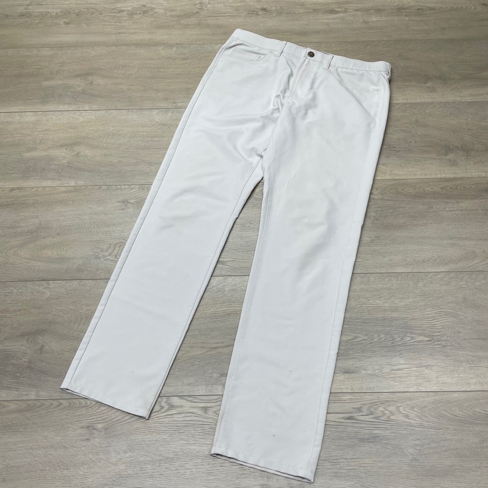 Bonobos Golf Pants Mens 34x32 Light Khaki Grey Performance Straight Leg Stretch